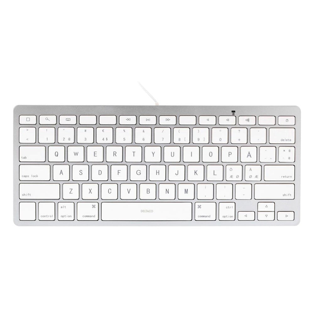 Deltaco Lightning Keyboard til iOS m. Nordisk Layout - Hvid / Sølv