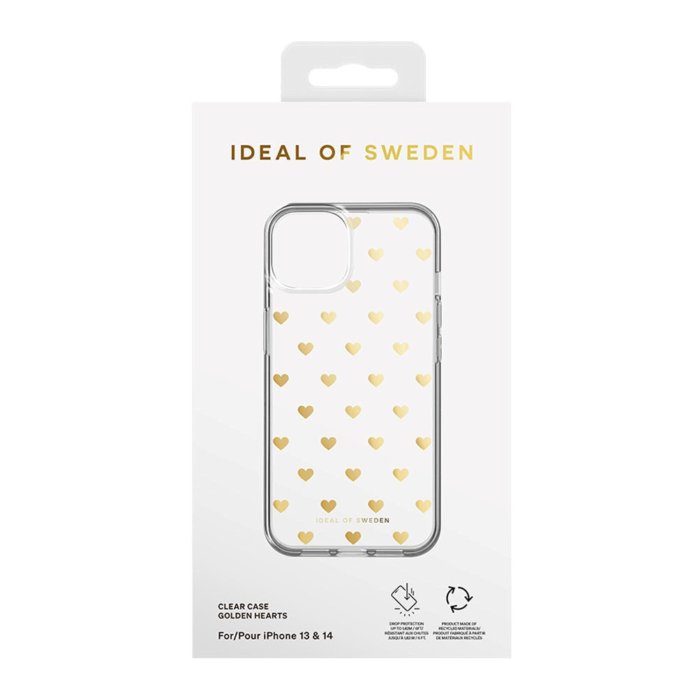 iPhone 14 / 13 iDeal Of Sweden Clear Cover - Golden Hearts
