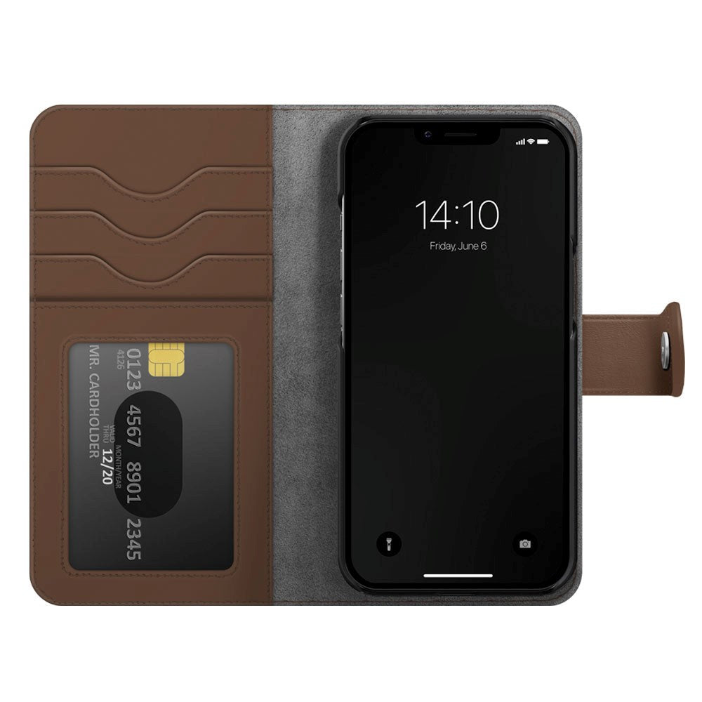 iPhone 15 iDeal Of Sweden Magnet Wallet+ Flip Cover - Brun