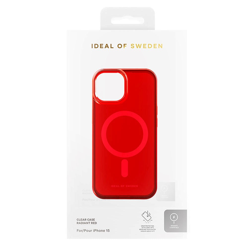 iPhone 15 iDeal Of Sweden Clear Cover - MagSafe Kompatibel - Radiant Red