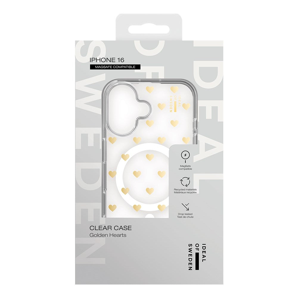 iPhone 16 iDeal Of Sweden Clear Cover - MagSafe Kompatibel - Golden Hearts