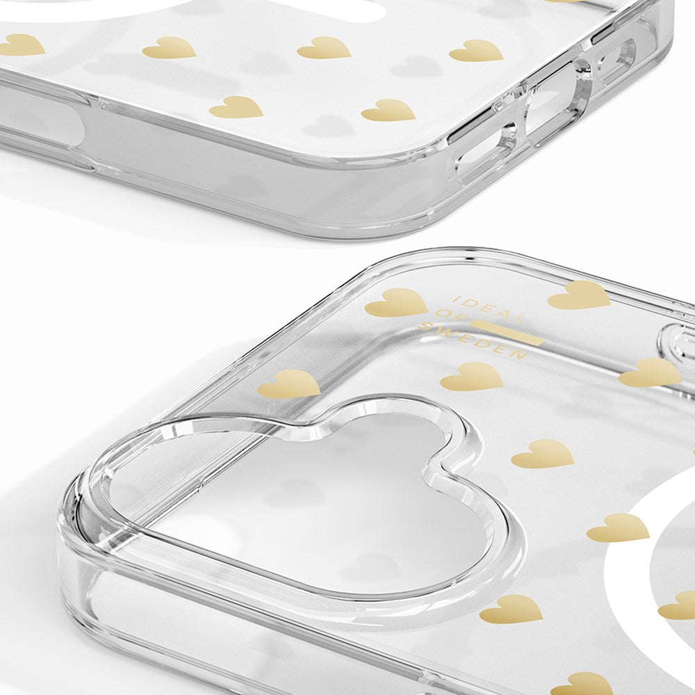 iPhone 16 iDeal Of Sweden Clear Cover - MagSafe Kompatibel - Golden Hearts