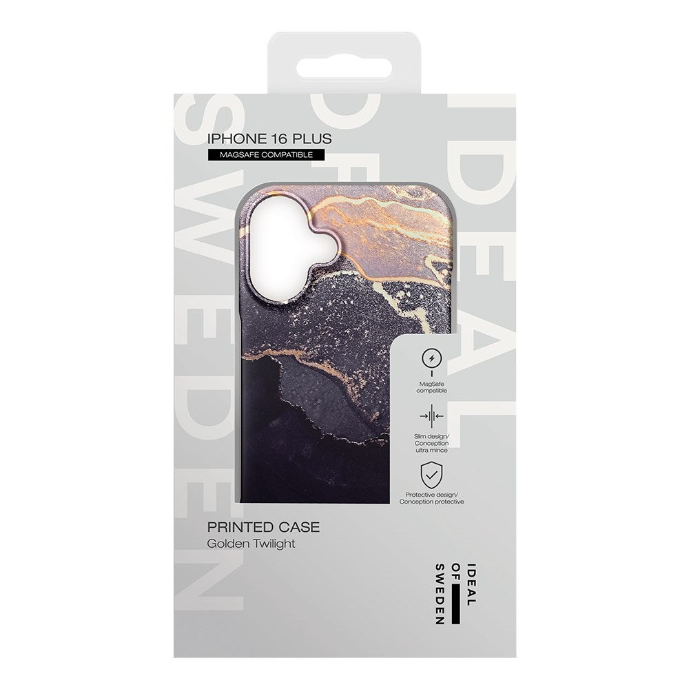 iDeal Of Sweden Fashion Cover til iPhone 16 Plus - MagSafe Kompatibelt - Golden Twilight Marble
