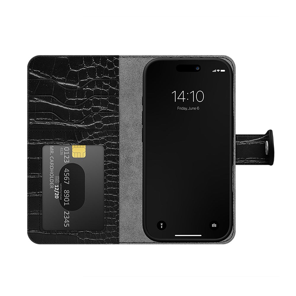iPhone 16 Pro iDeal Of Sweden Magnet Wallet+ Flip Cover - Croco