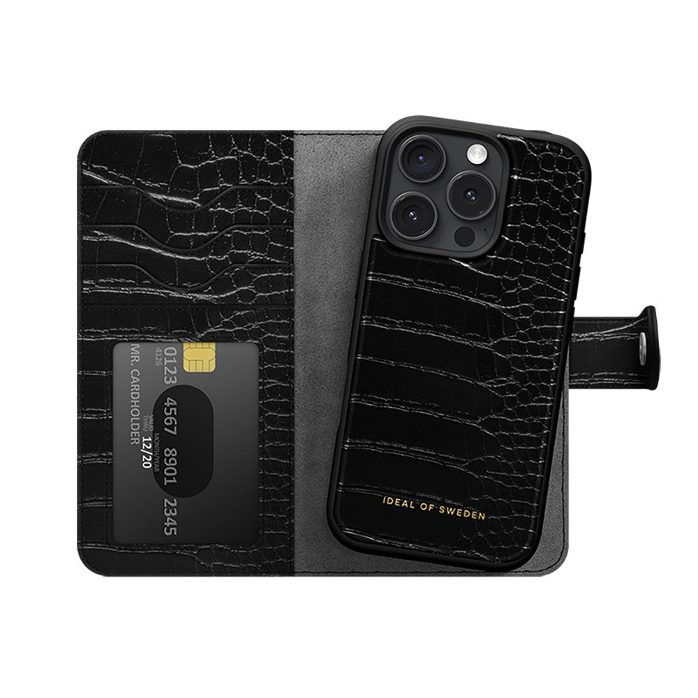 iPhone 16 Pro iDeal Of Sweden Magnet Wallet+ Flip Cover - Croco