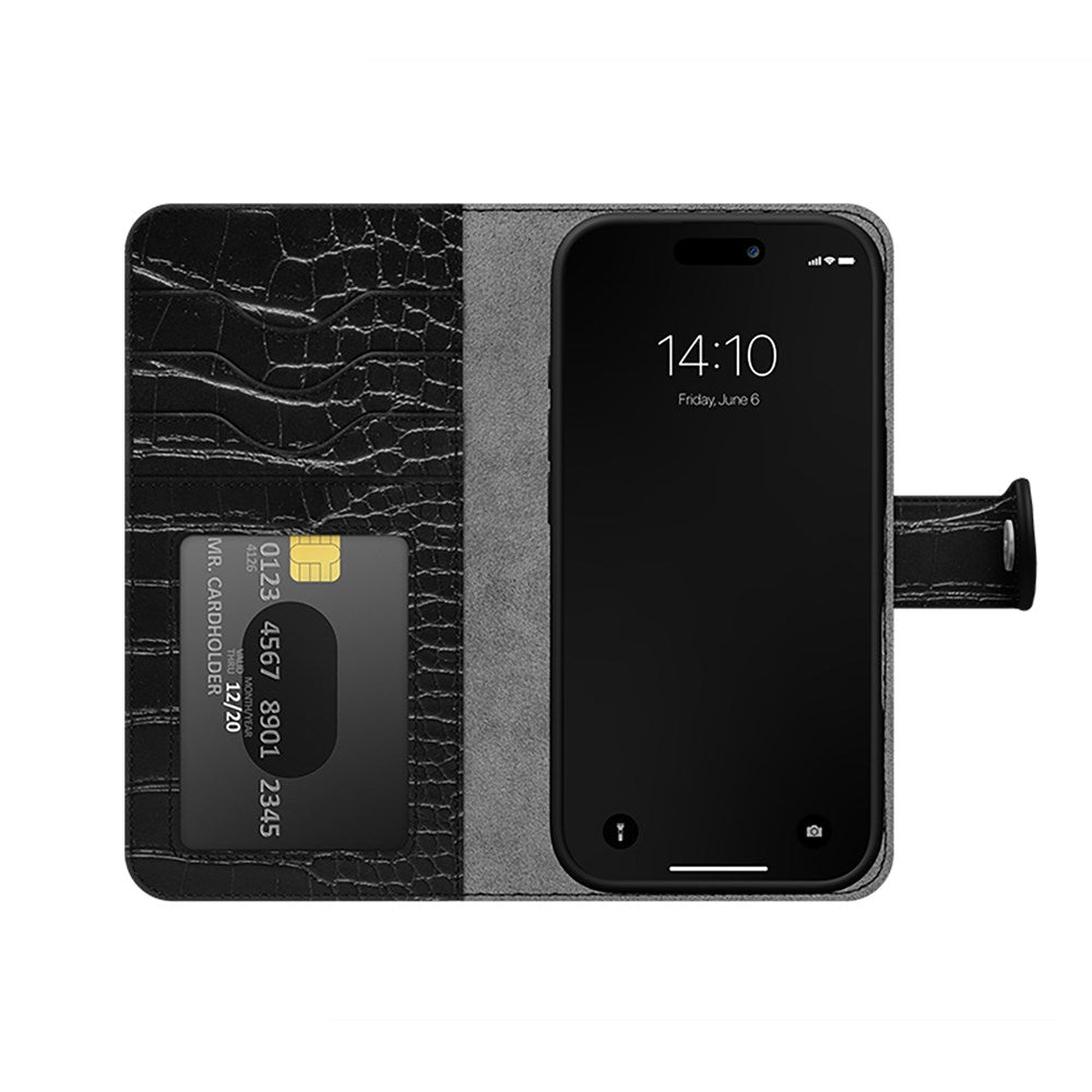 iPhone 16 Pro iDeal Of Sweden Magnet Wallet+ Flip Cover - Black Croco