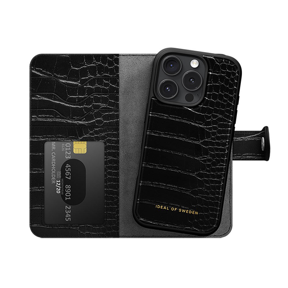 iPhone 16 Pro iDeal Of Sweden Magnet Wallet+ Flip Cover - Black Croco