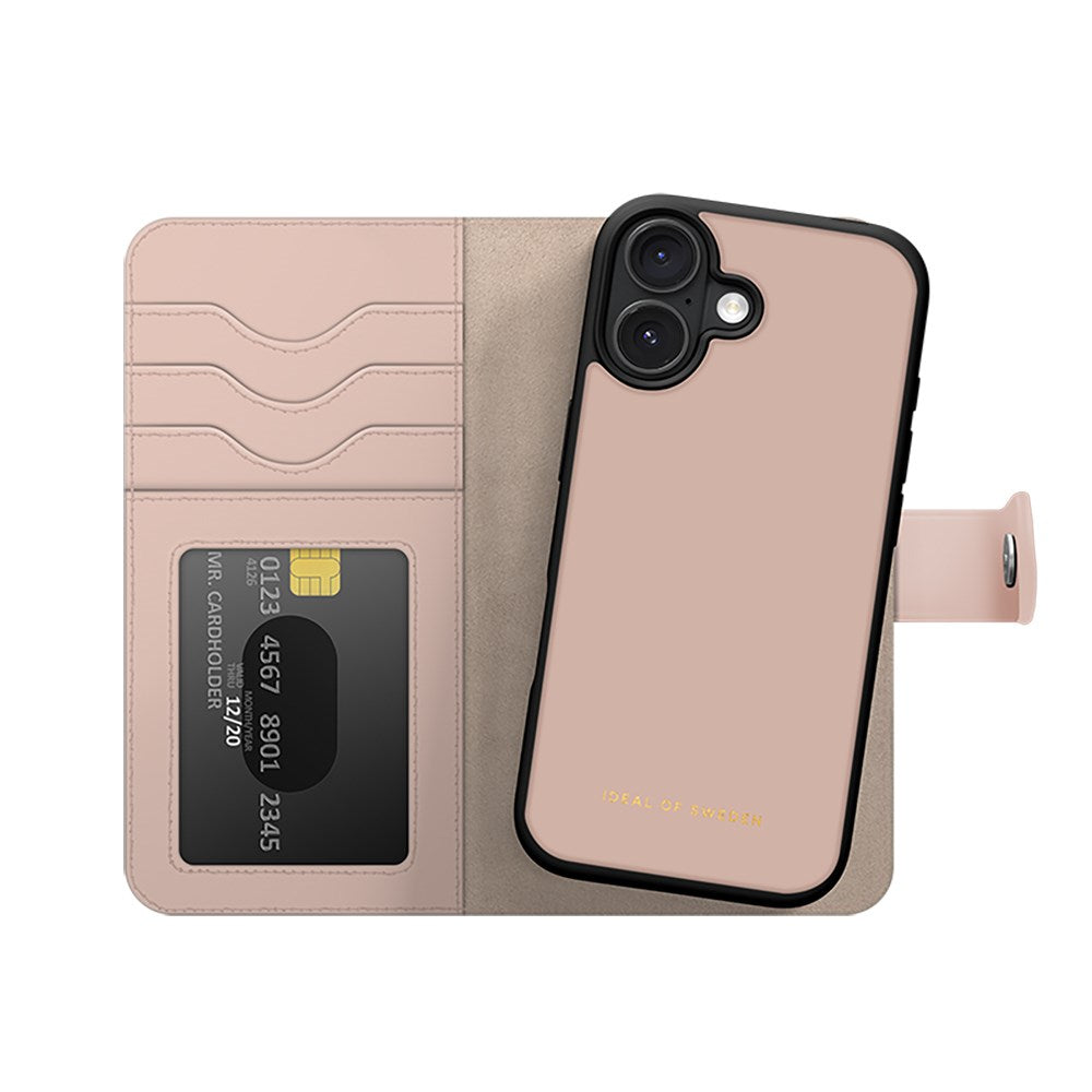 iPhone 16 iDeal Of Sweden Magnet Wallet+ Flip Cover - Pink