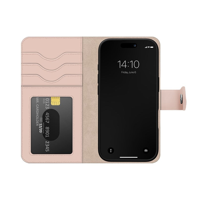 iPhone 16 iDeal Of Sweden Magnet Wallet+ Flip Cover - Pink