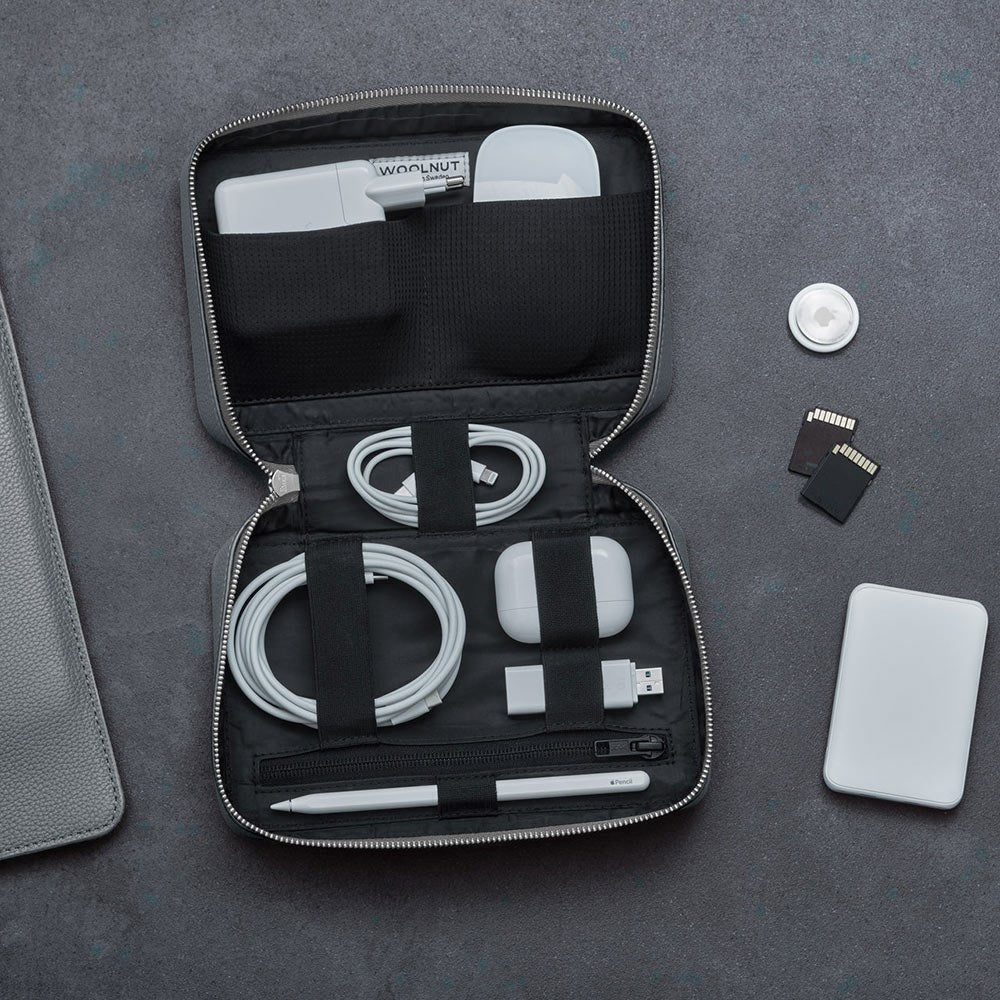 Woolnut Læder Tech Oganizer - Grå