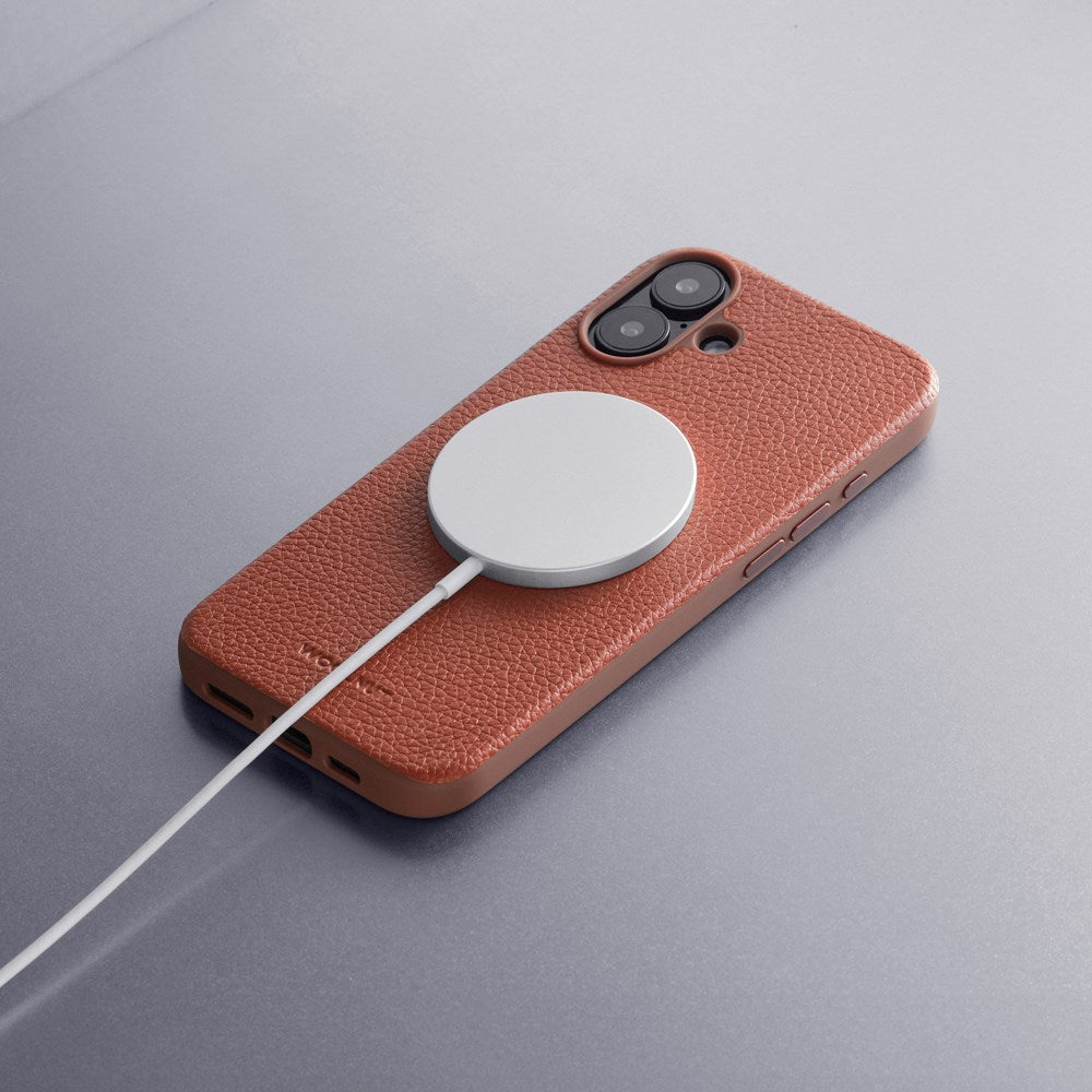 iPhone 16 WOOLNUT Ægte Læder Mobil Cover - MagSafe Kompatibel - Brun