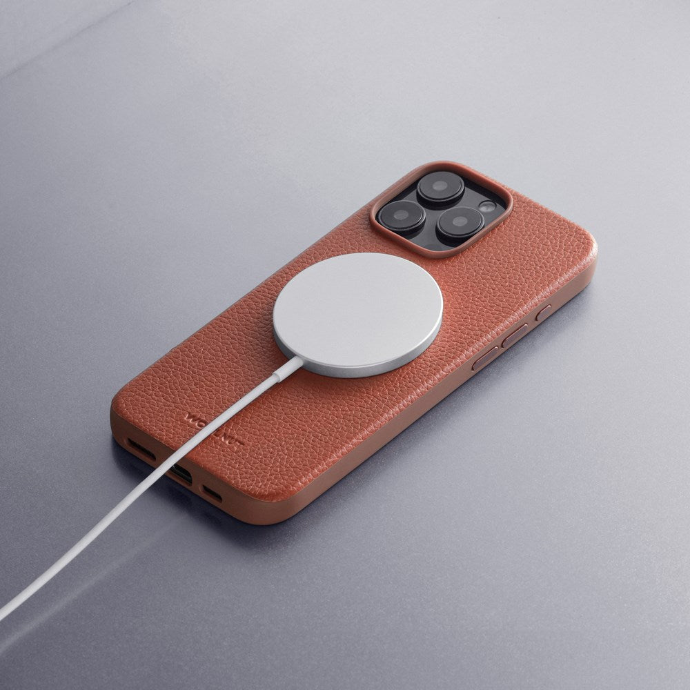 iPhone 16 Pro Max WOOLNUT Ægte Læder Mobil Cover - MagSafe Kompatibel - Brun