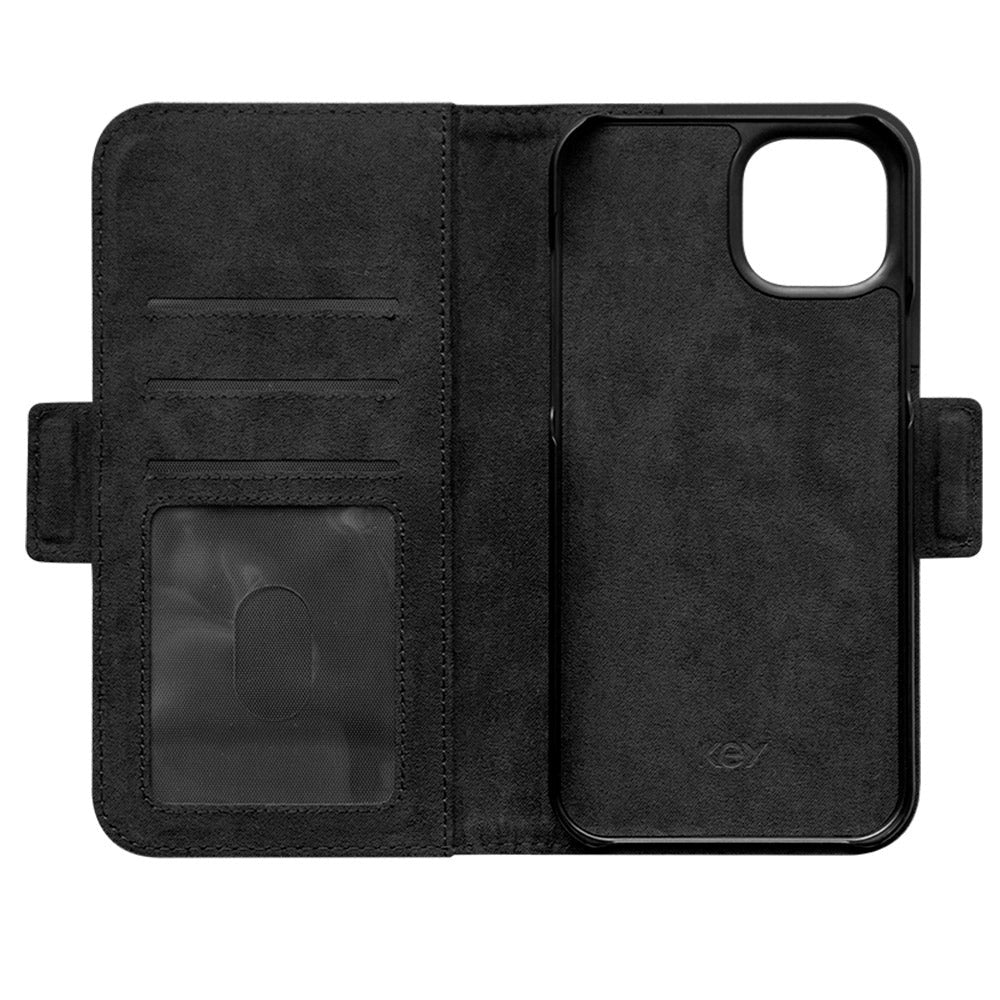 iPhone 14 Plus Key Nordfjord Slim Wallet Læder Cover m. Pung - Sort