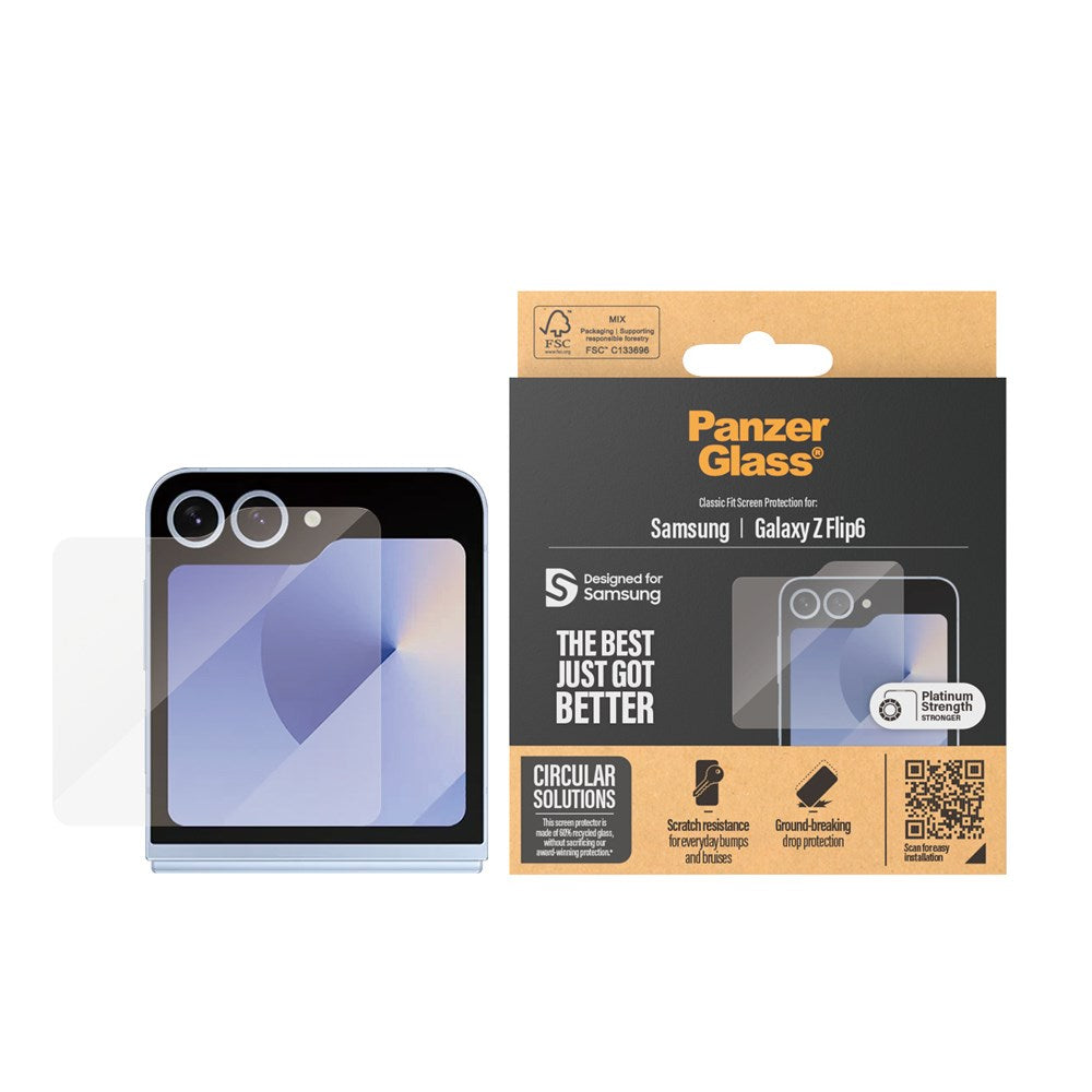 PanzerGlass Samsung Galaxy Z Flip7 FE / Flip6 Sub Screen Classic Fit Beskyttelsesglas - Platinum Strength - Gennemsigtig