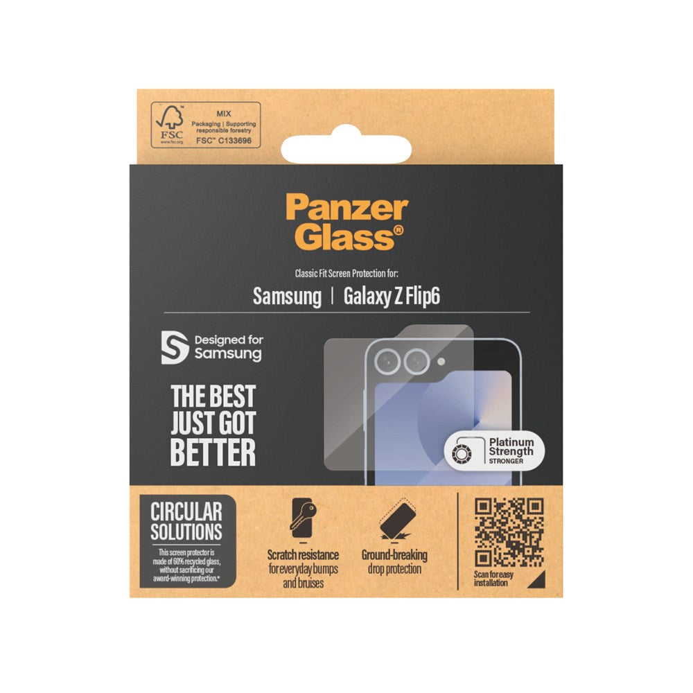 PanzerGlass Samsung Galaxy Z Flip7 FE / Flip6 Sub Screen Classic Fit Beskyttelsesglas - Platinum Strength - Gennemsigtig