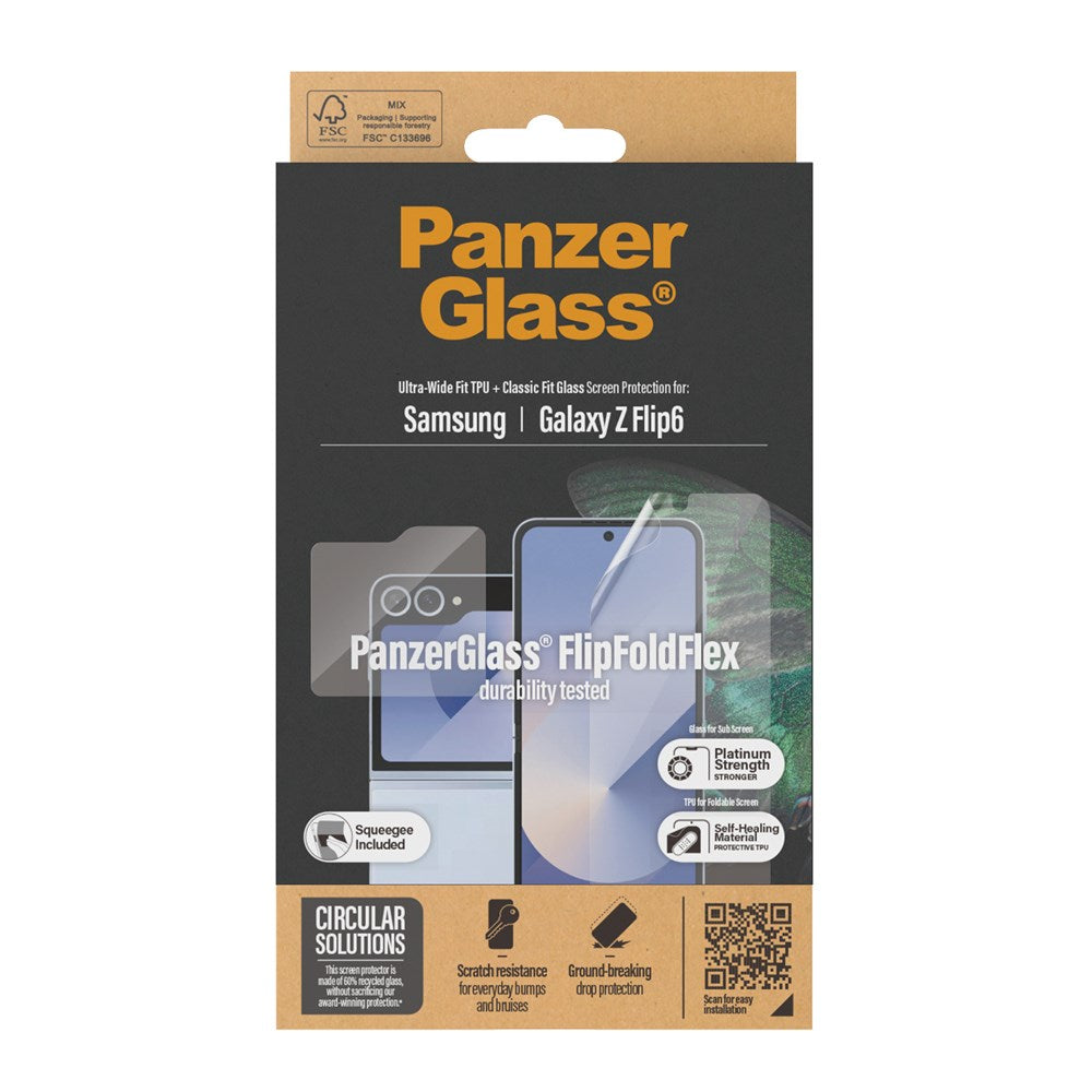 PanzerGlass Samsung Galaxy Z Flip7 FE / Flip6 FlipFoldFlex Beskyttelsesglas - Platinum Strength - Gennemsigtig