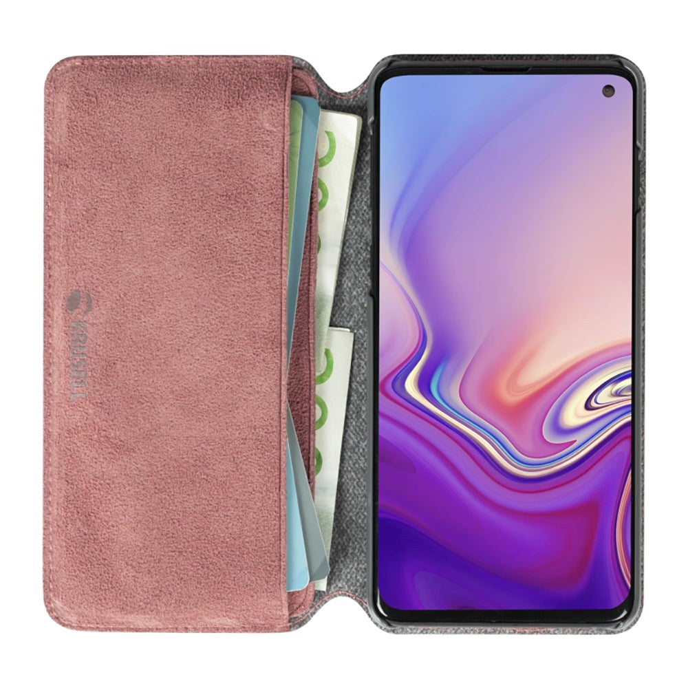 Krusell Broby Slim Wallet Samsung Galaxy S10+ (Plus) Ruskind Flip Cover - Pink