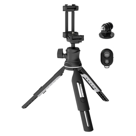 Digipower Foto-Pro Tripod til Smartphone / Actionkamera m. Fjernbetjening - Sort