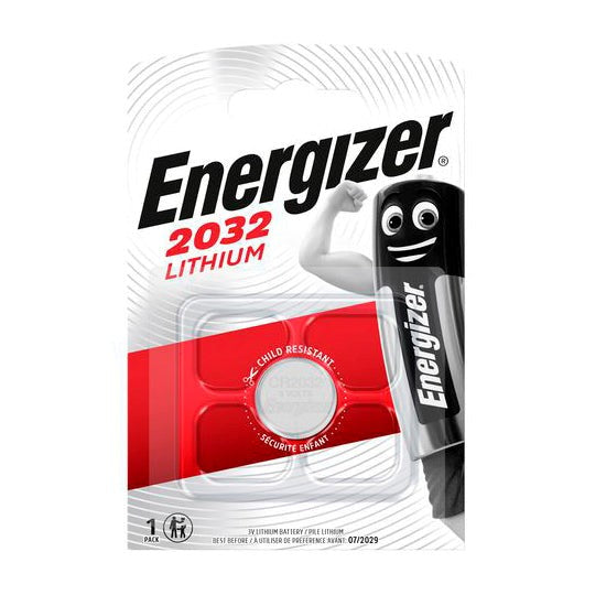 Energizer CR2032 3V Lithium Knapcelle Batteri - Kompatibel AirTag 1. & 2. Gen. - Sølv
