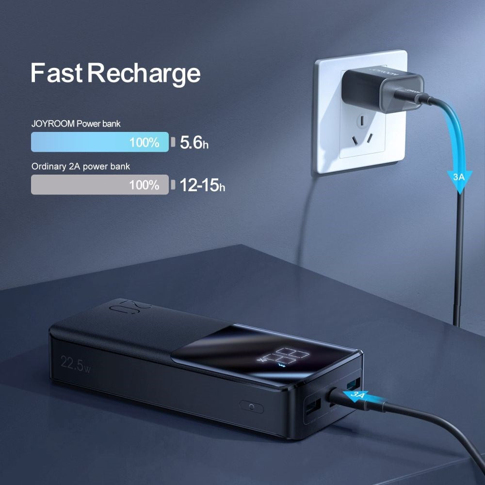 Joyroom JR-QP192 22,5W Powerbank - 1 x USB-C (PD) / 2 x USB-A (QC3.0) - 20.000 mAh - Sort