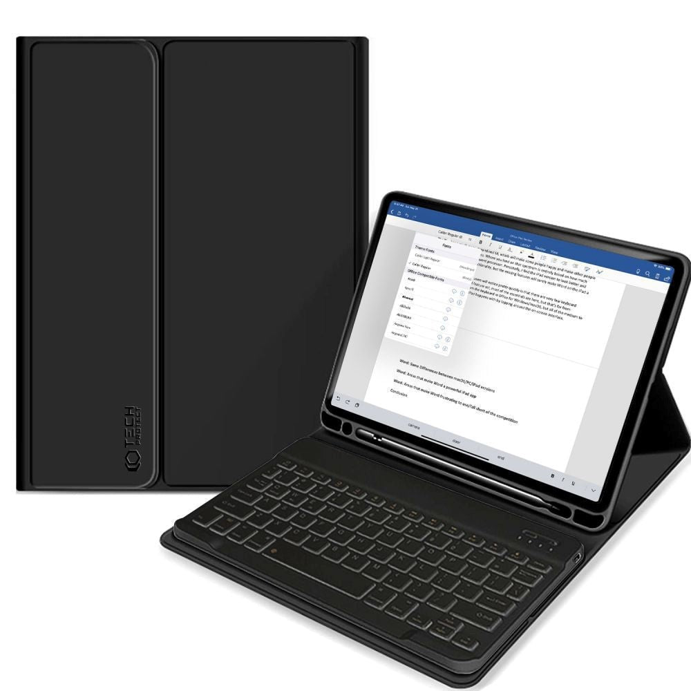 Tech-Protect iPad 11" (2025) / iPad 10.9" (2024/2022) Keyboard Cover m. Pencil Holder - Engelsk Layout - Sort