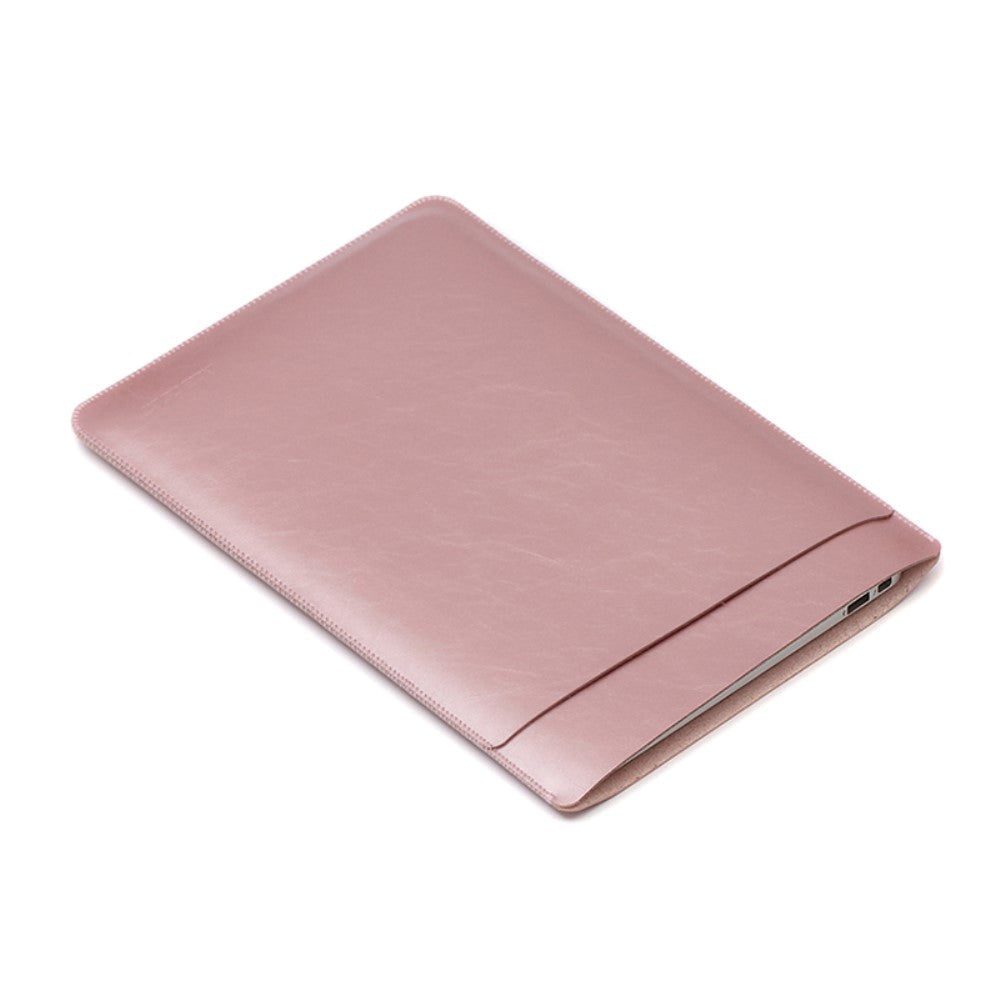 SOYAN MacBook / Laptop 13" Læder Sleeve m. Lomme (33 x 24 cm) - Rose Gold