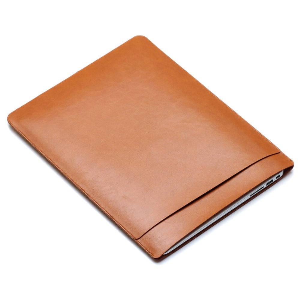 SOYAN MacBook / Laptop 13" Læder Sleeve m. Lomme (33 x 24 cm) - Brun