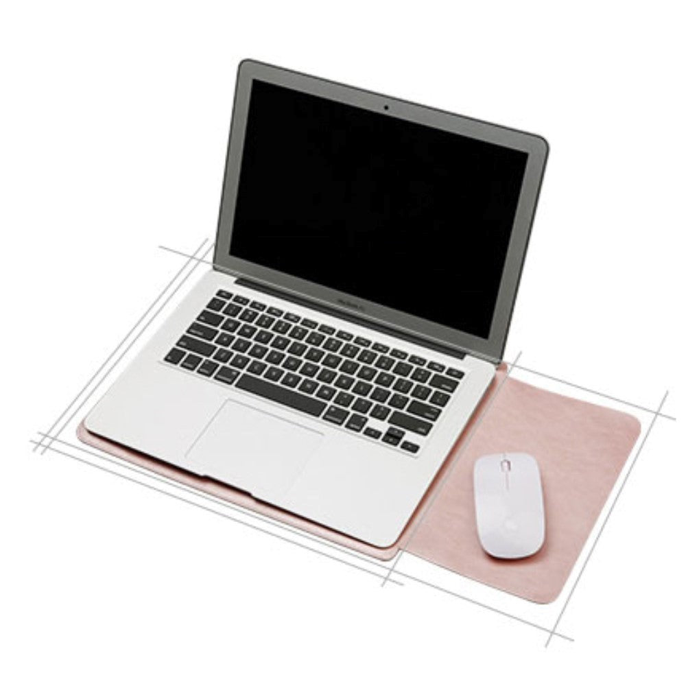 SOYAN MacBook / Laptop 13" Læder Sleeve m. musemåtte (33.5 x 22.5 cm) - Rose Gold