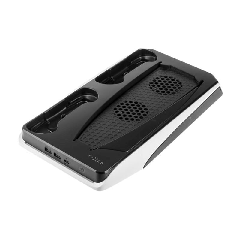 PS5 Stander med Køling / 2 x USB-A / 2 x PS5 Controller Ladepladser - Hvid / Sort (DEMO)