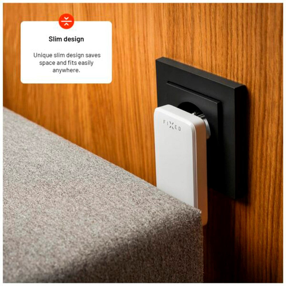 Fixed Slim GaN - Superhurtig USB-C Oplader med 2 Porte - 45W - Hvid