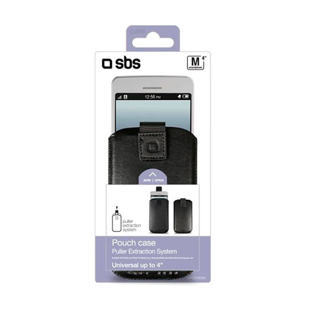 Universal Læder Mobil Etui SBS - (Maks. Mobil: 116 x 59 mm) - Sort