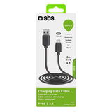 SBS USB-C Ladekabel - 2 Meter - 480 Mbit/s - Sort