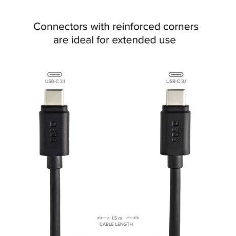 SBS USB-C til USB-C 3.1 Ladekabel - 1.5 Meter - 10 Gbit/s / 45W (PD) - Sort