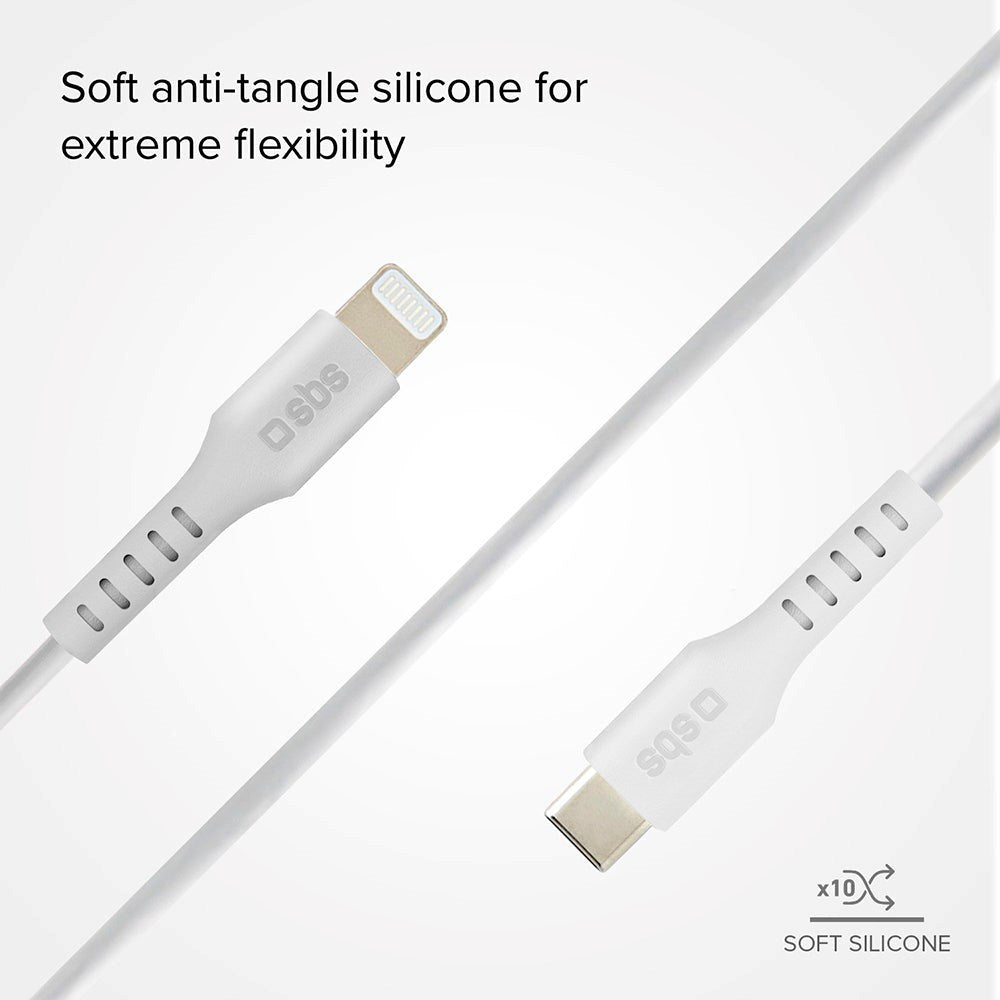 SBS USB-C til Lightning Ladekabel - 1 Meter - MFI - 20W (PD) - Hvid