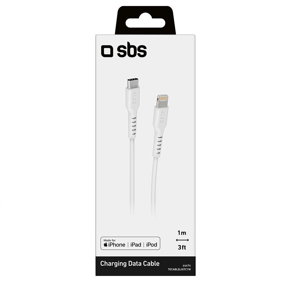 SBS USB-C til Lightning Ladekabel - 1 Meter - MFI - 20W (PD) - Hvid