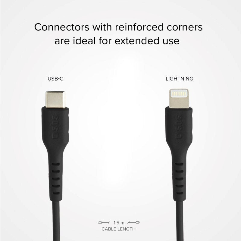 SBS USB-C til Lightning Ladekabel - 1 Meter - MFI - 480 Mbit/s - Sort