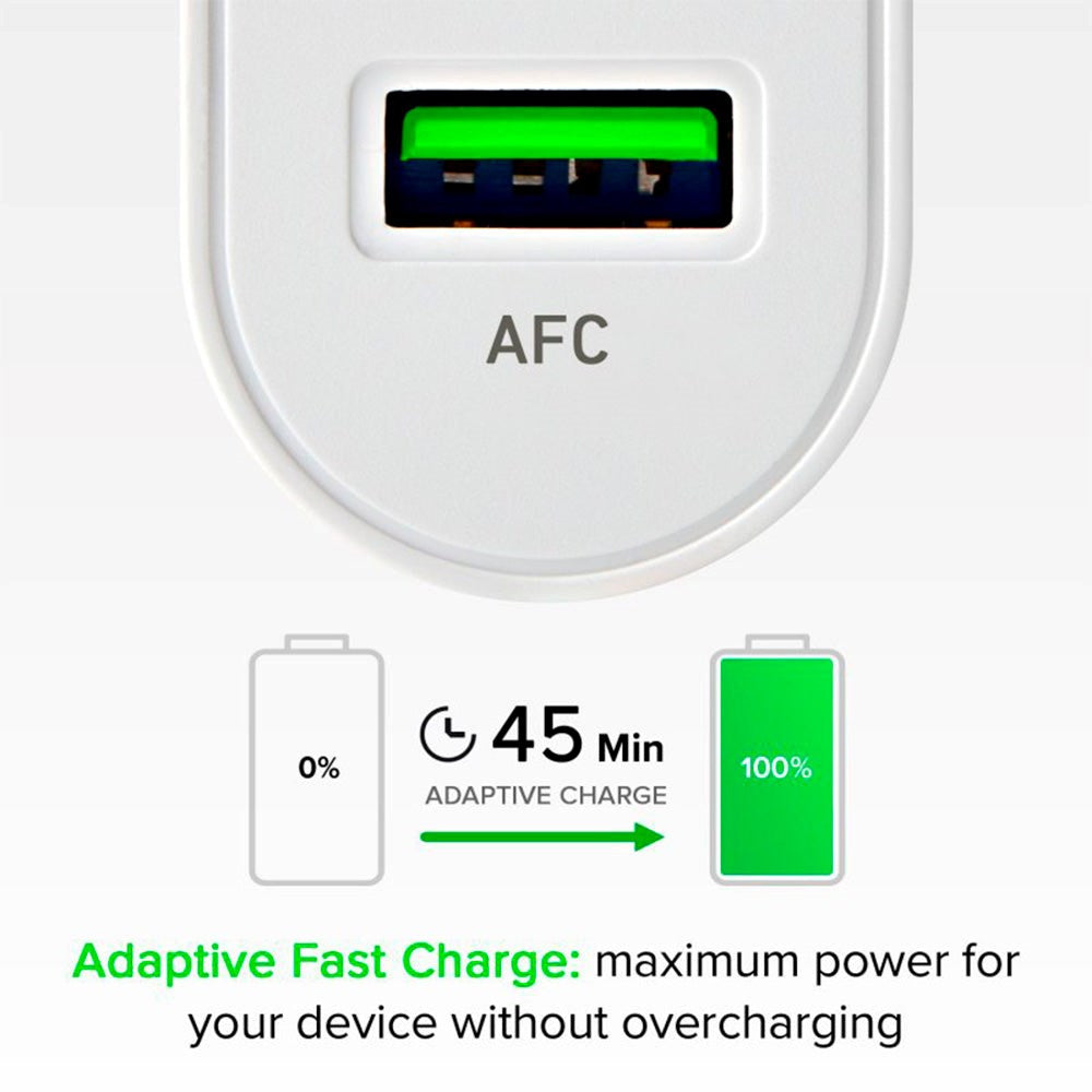 SBS 20W PD & AFC Vægoplader m. USB-C & USB-A - Hvid