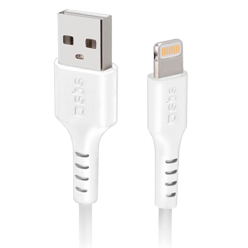 SBS USB-A til Lightning Ladekabel - 1 Meter - MFI - 480 Mbit/s - Hvid