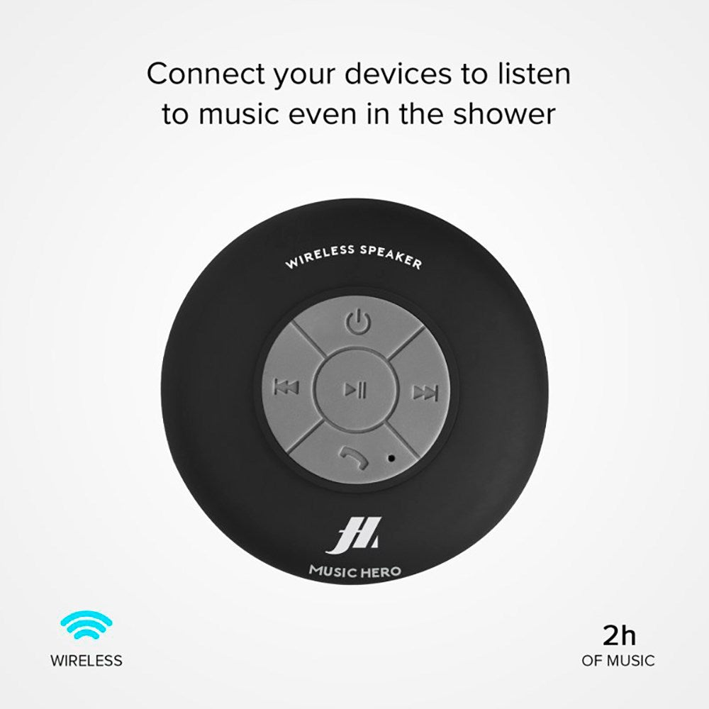 Music Hero Trådløs Bluetooth Højtaler med Sugekop - IPX4 - Sort