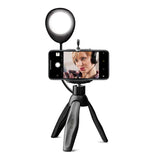 Selfie Tripod til Smartphone med Lys fra SBS - Maks Mobil: 55 - 85mm - Sort