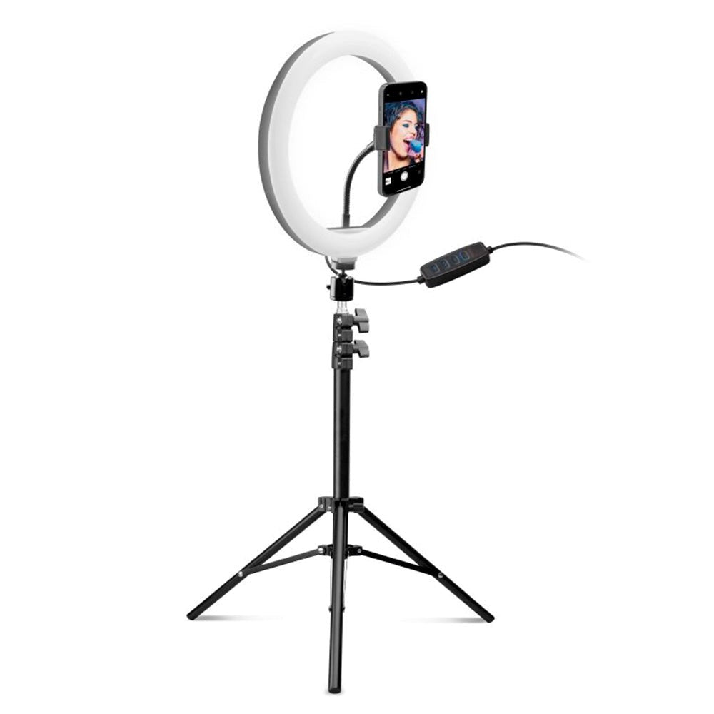 Ring Light 10" LED m. Justerbar Tripod, Holder & Fjernbetjening SBS - Sort