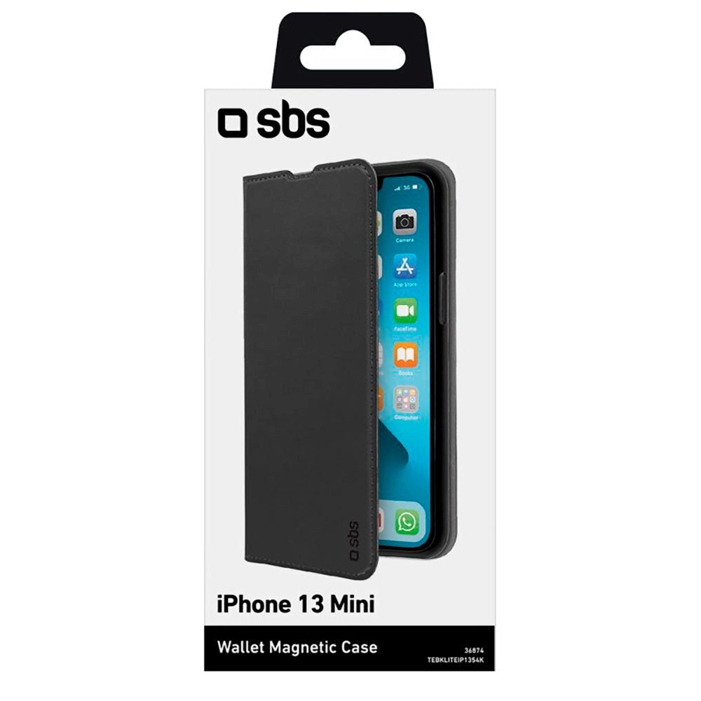 iPhone 13 Mini SBS Book Wallet Lite Plastik Cover m. Magnetfunktion - Sort