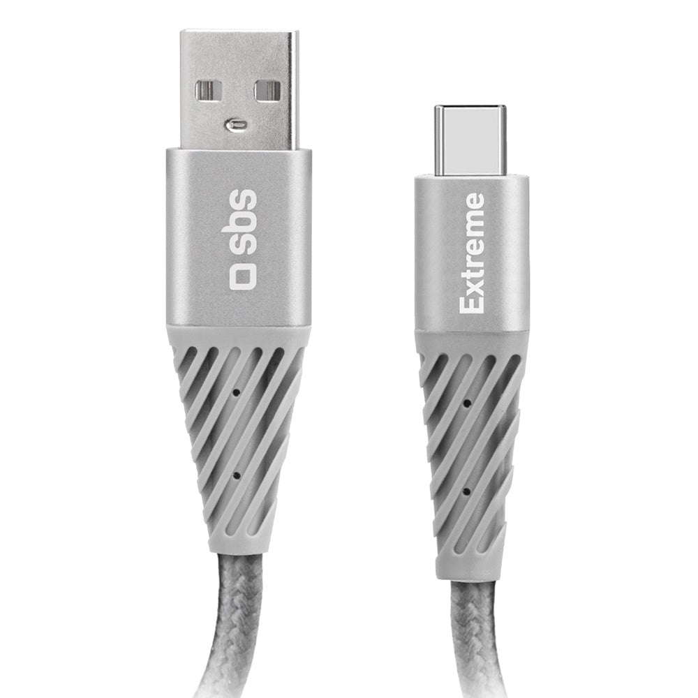 SBS Extreme Collection USB-A til USB-C Flettet Aramid Fiber Ladekabel - 1.5 Meter - 480 Mbit/s - Sort