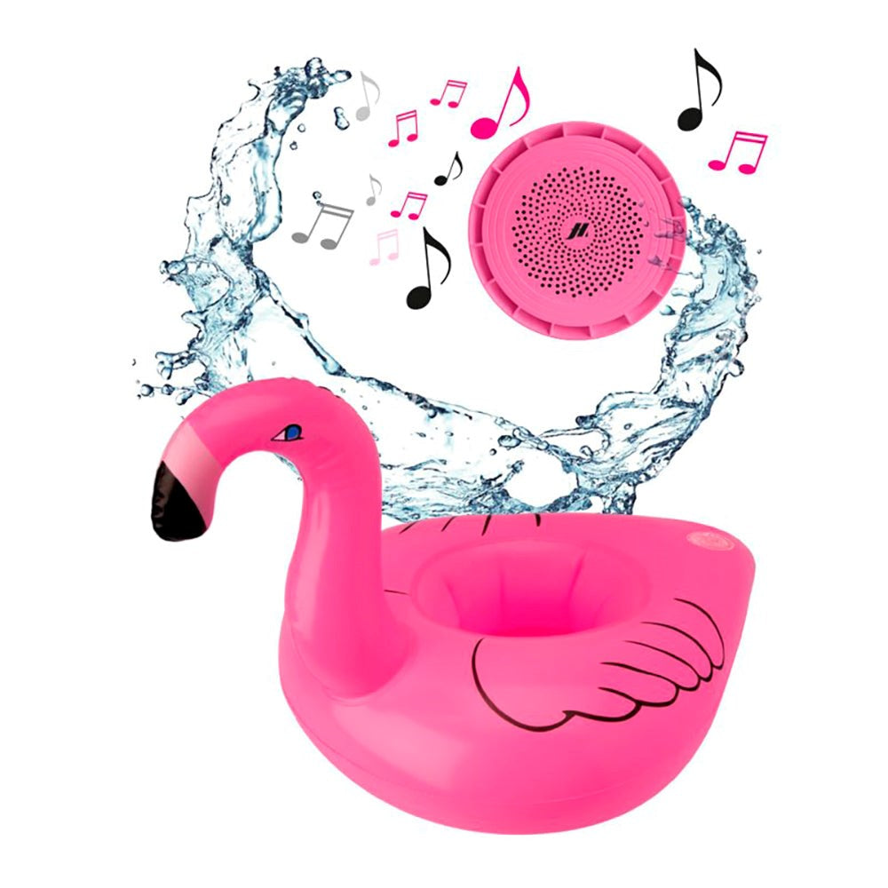 Bluetooth Højtaler m. Oppustelig Badring MUSIC HERO - Flamingo