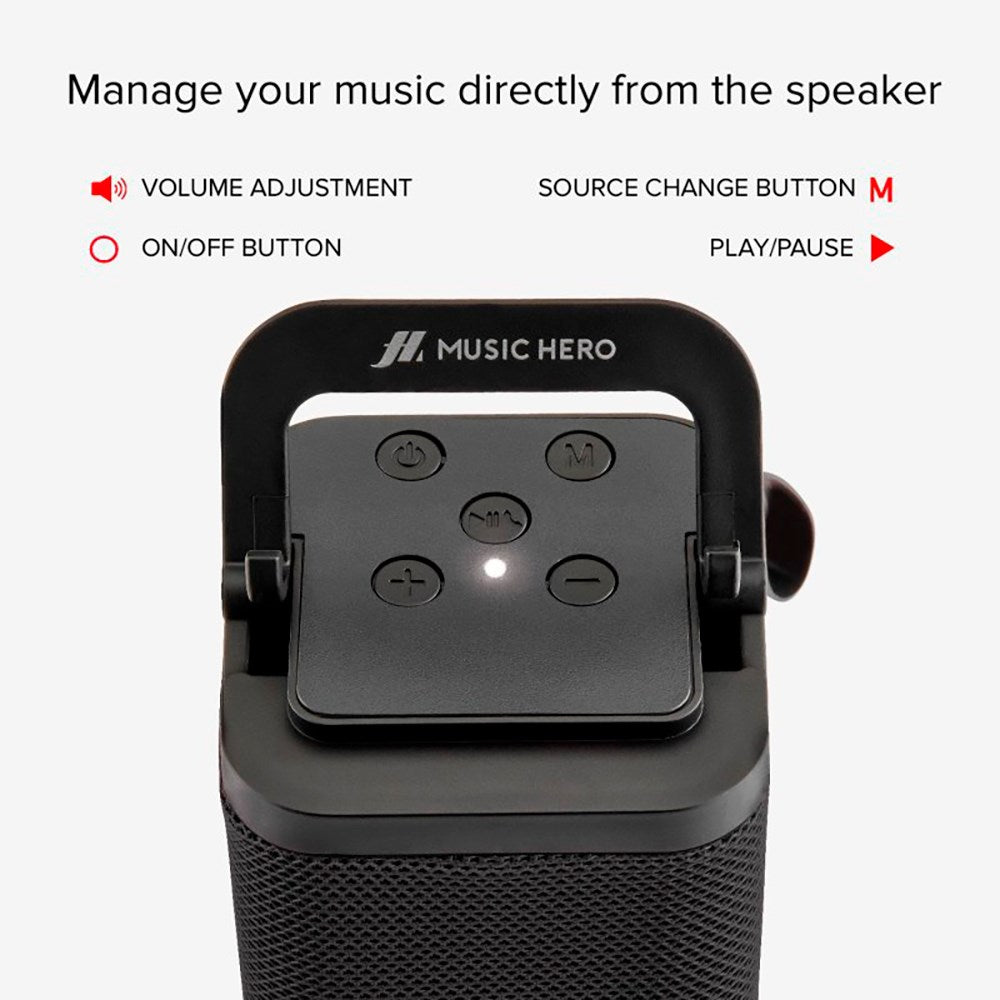 Music Hero Bluetooth Højtaler med Smartphoneholder - Sort