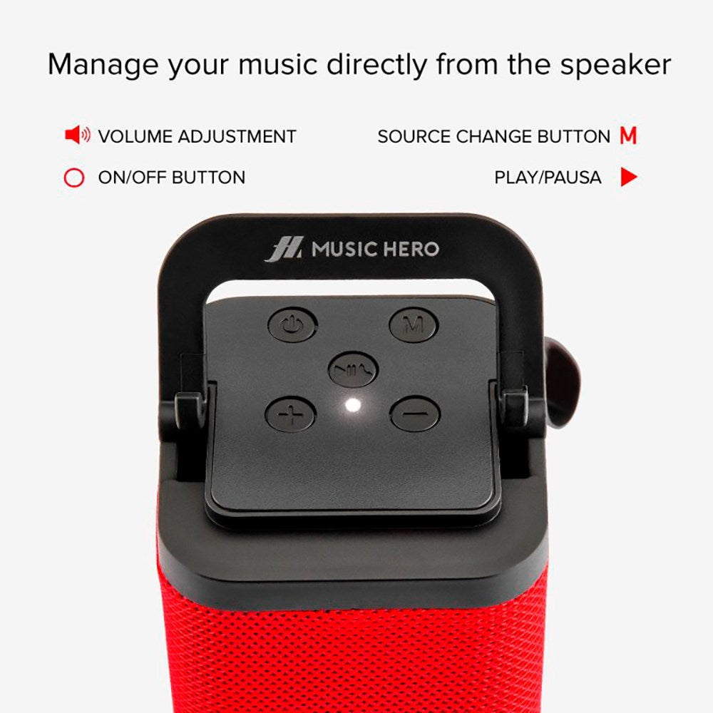 Music Hero Bluetooth Højtaler med Smartphoneholder - Rød