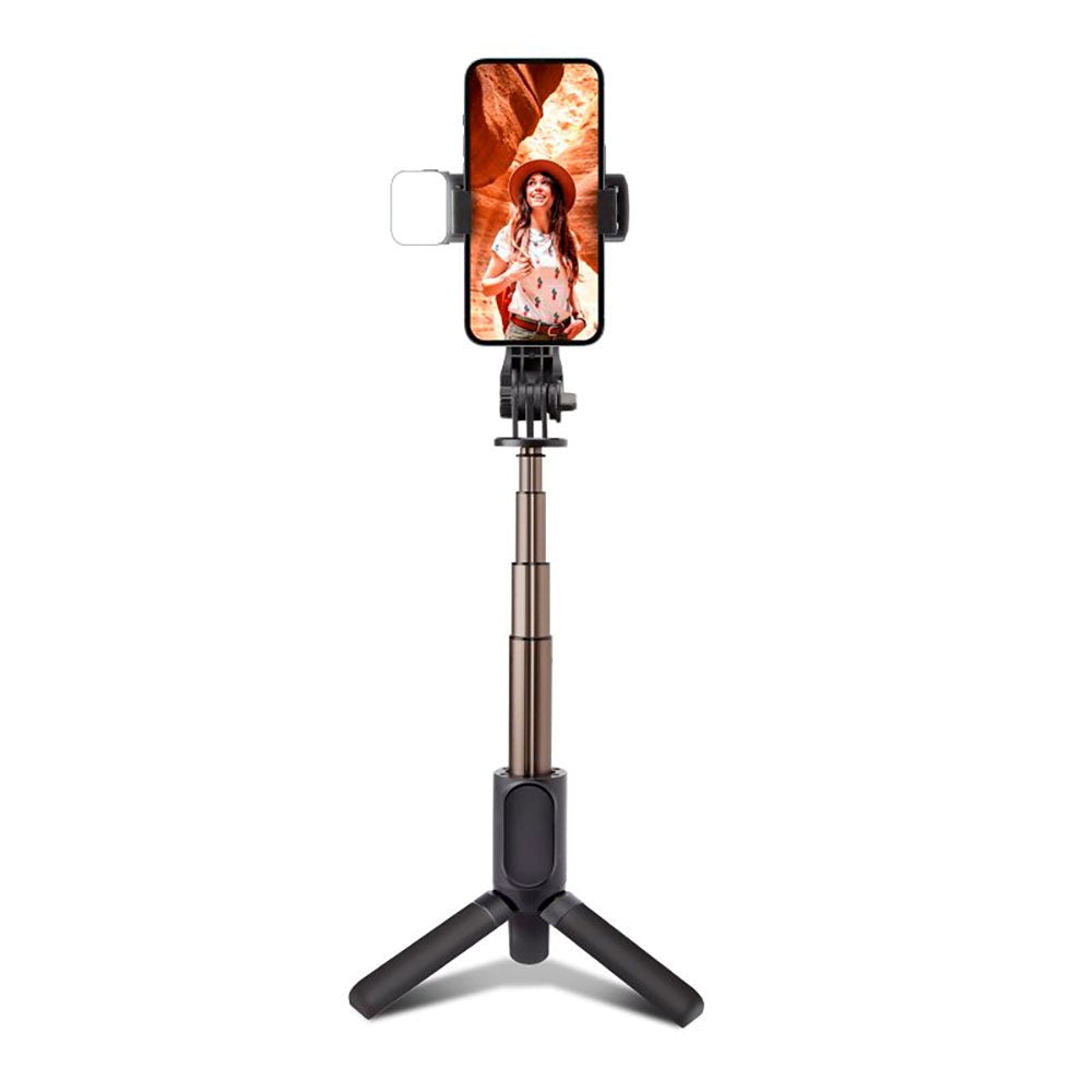 Selfie Stick m. Indbygget LED & Tripod SBS - Max Mobil: 60 - 95mm - Sort