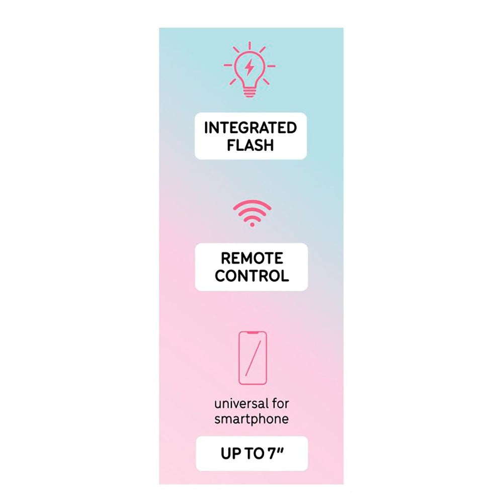 Universal Selfie Stick m. Indbygget LED & Tripod SBS - Max Mobil: 60 - 90mm - Sort