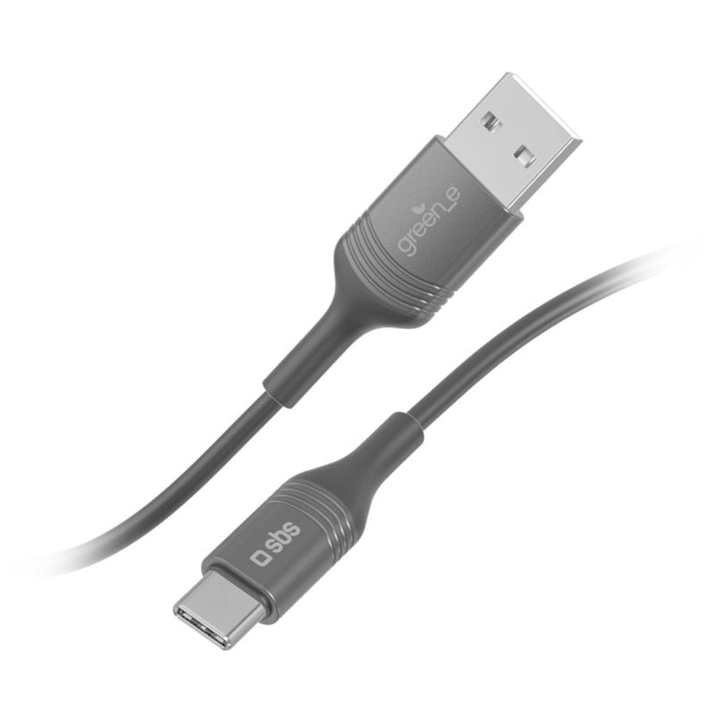 SBS x GREEN_E USB-A til USB-C Kabel 30W m. Genbrugssæt - 1.2 meter - Sort