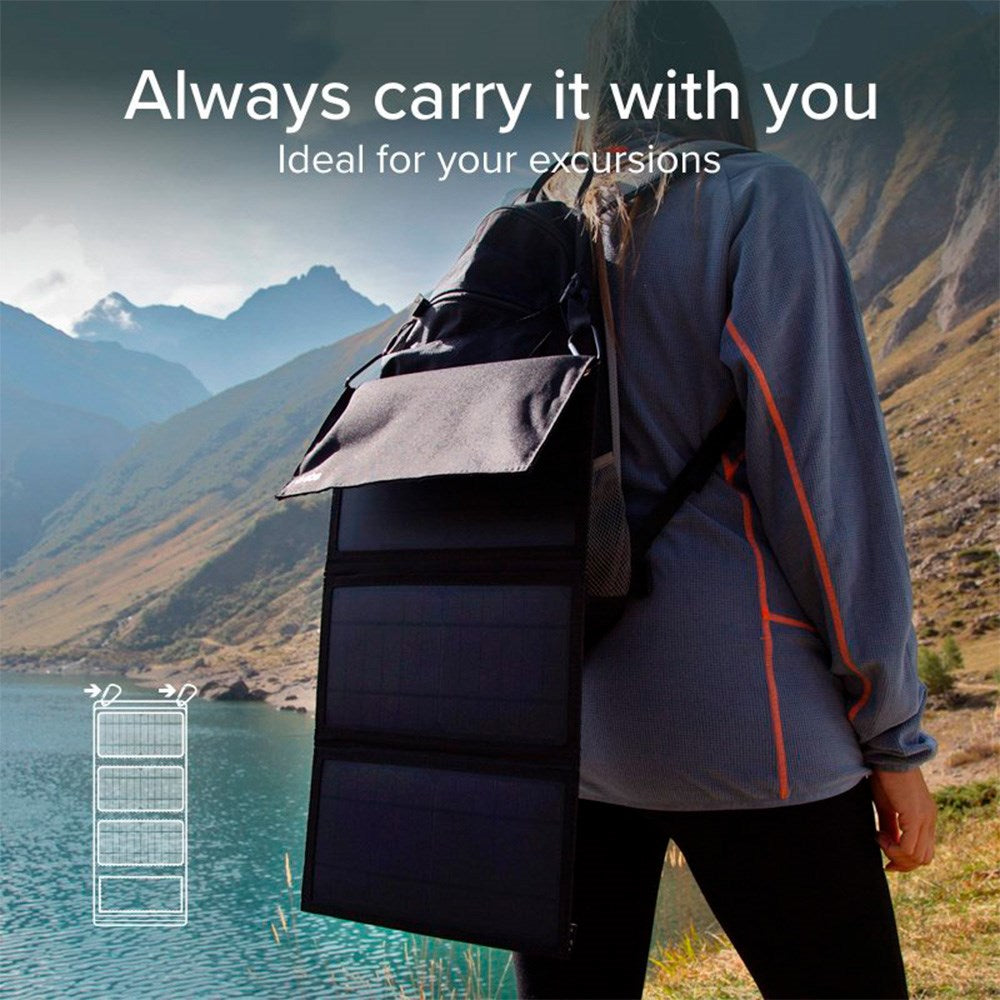 SBS Solcelle Oplader 21W m. 2 x USB-A - Sort